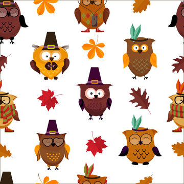 Thanksgiving Day  cute owl background
