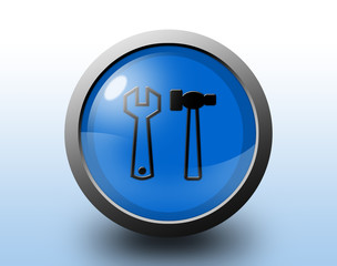 Tools icon. Circular glossy button.