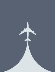 Aircraft during the takeoff - silhouette of airliner, top view