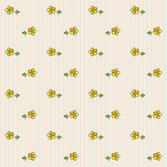 Floral Seamless Pattern on a Striped Background