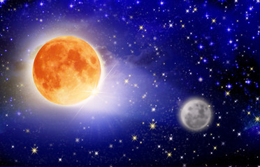 Fototapeta na wymiar Full moon in the night sky.