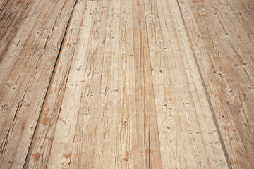 Old brown wooden floor perspective. Background photo texture