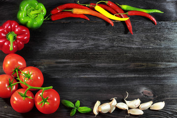 Background with fresh, autumn vegetables and garlic - 71266835
