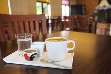coffee on wood background