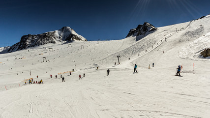 Snowboard and ski park at Kitzsteinhorn ski resort, Austria