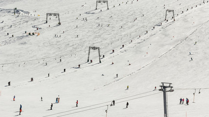 Rope tow systems of Kitzsteinhorn ski region in Austria