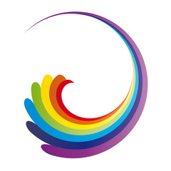 Wirbel in den Farben der Chakren, Regenbogenfarben, Regenbogen als Symbol der Hoffnung, vektor, isoliert