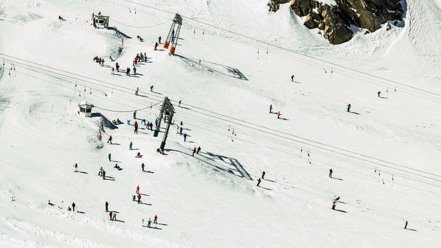 The chair lifts of Kaprun ski region in Austria 