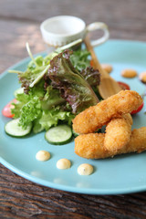 salad with fried shrimp