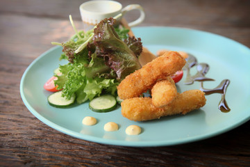 salad with fried shrimp