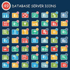 Database,Database server and computer icons,clean vector