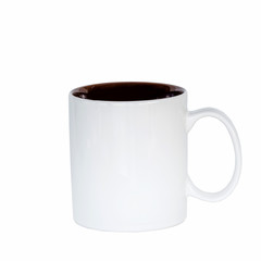 close up mug coffee on isolated white, clipping path