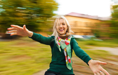 Beautiful woman in autumn
