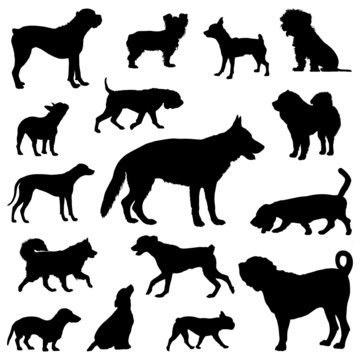 Dogs silhouettes, Vector Set of dogs silhouette