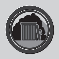 Gray garbage bin icon with shadow in circle - mobile & web icon