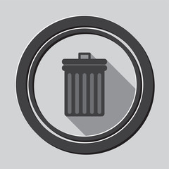 Gray garbage bin icon with shadow in circle - mobile & web icon