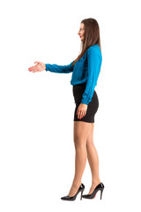 Business woman offering hand for handshake