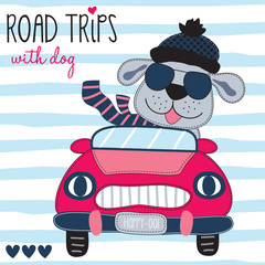 road trips with dog vector illustration
