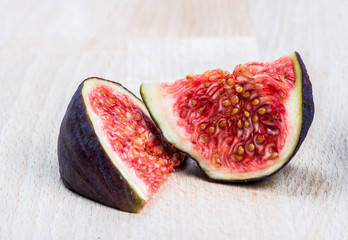 Fresh ripe figs on wood