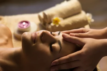 Deurstickers Facial SPA massage © gudenkoa