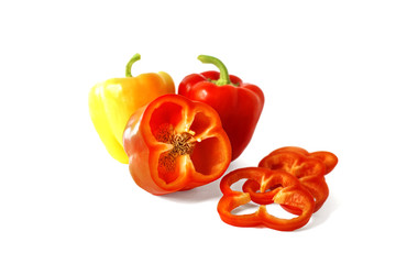 Sliced bell pepper isolated on white background