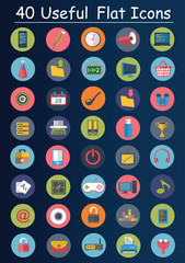40 Useful flat icons,Web and business icons,clean vector