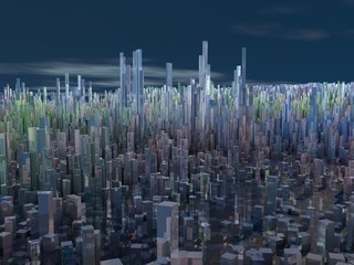 Città del futuro, grattacieli, fantascienza, astratto © Naeblys