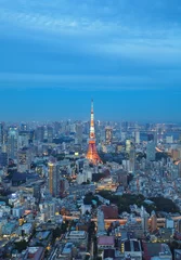 Fotobehang Tokyo, Japan cityscape aerial cityscape view at dusk. © torsakarin