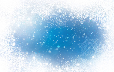 Naklejka na ściany i meble Blue background with snowflakes frame.
