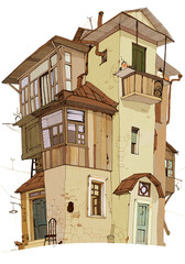 Rickety old house with verandas
