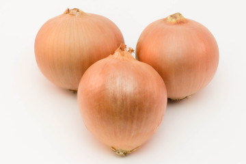 Onion vegetable bulbs on white background