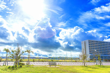 Fototapeta premium Blue sky and sun shine