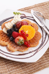 waffle with fresh fruit