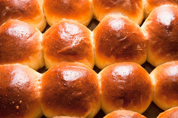freshly baked rolls only taken out of the oven