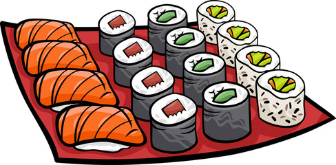 sushi lunch cartoon illustration © Igor Zakowski