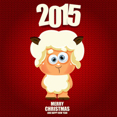 Merry X-mas and Happy New Year postcard with sheep