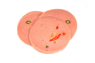 ham with chilli isolated on white background