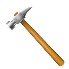 Hammer with wooden hilt isolated on a white background. Vector i