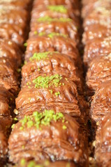 Delicious turkish dessert Baklava with pistachio