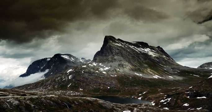4K, Epic and dramatic time lapse of Trollstigen area in Norway