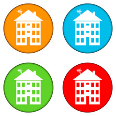 Apartment house buttons set on white