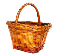 Wicker basket on white background.