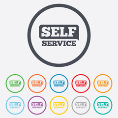 Self service sign icon. Maintenance button.