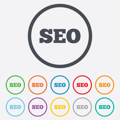 SEO sign icon. Search Engine Optimization symbol.