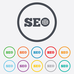 SEO sign icon. Search Engine Optimization symbol.