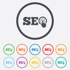 SEO sign icon. Search Engine Optimization symbol.