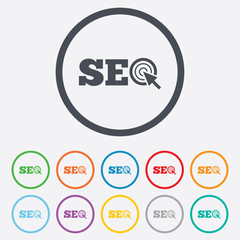 SEO sign icon. Search Engine Optimization symbol.