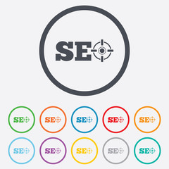 SEO sign icon. Search Engine Optimization symbol.