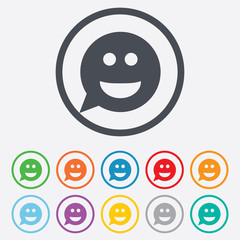 Smile face sign icon. Smiley symbol.