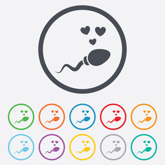 Sperm sign icon. Fertilization symbol.